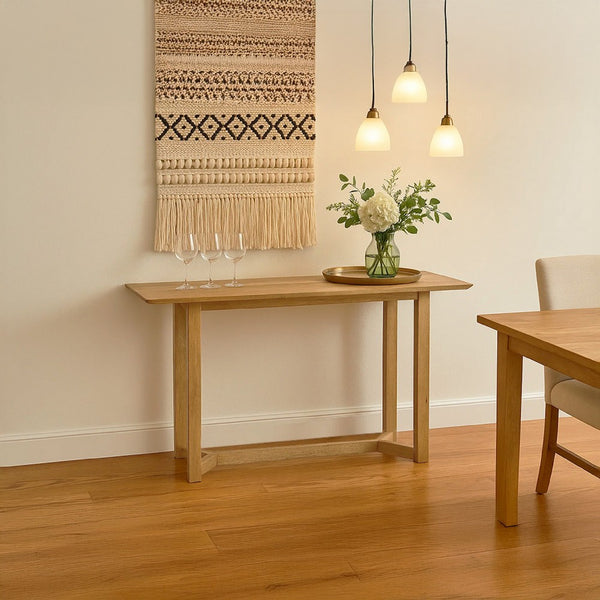 Nina Console Table | 48" Rectangular Top | Open Frame with Trestle Base | Natural Brown Mango Wood - UPT-332347