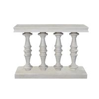 Sofa Console Table, 42 Inch Top, Sandlasted Washed White Mango Wood, Turned Pillar Legs - UPT-332348