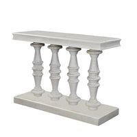 Sofa Console Table, 42 Inch Top, Sandlasted Washed White Mango Wood, Turned Pillar Legs - UPT-332348