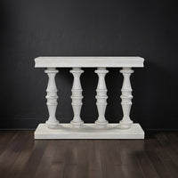 Console Table, 42-Inch Mango Wood Top, Shabby Chic Finish, Turned Pillar Legs - UPT-332348