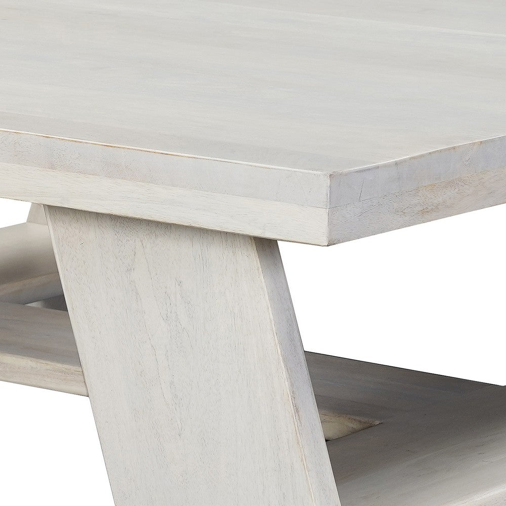 Aya 40" Square Coffee Table | Biscotti White Mango Wood | Bold Angled Legs - UPT-332349