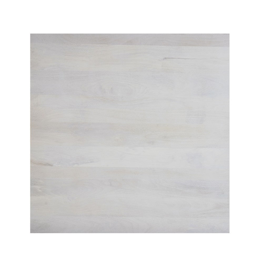 Aya 40" Square Coffee Table | Biscotti White Mango Wood | Bold Angled Legs - UPT-332349