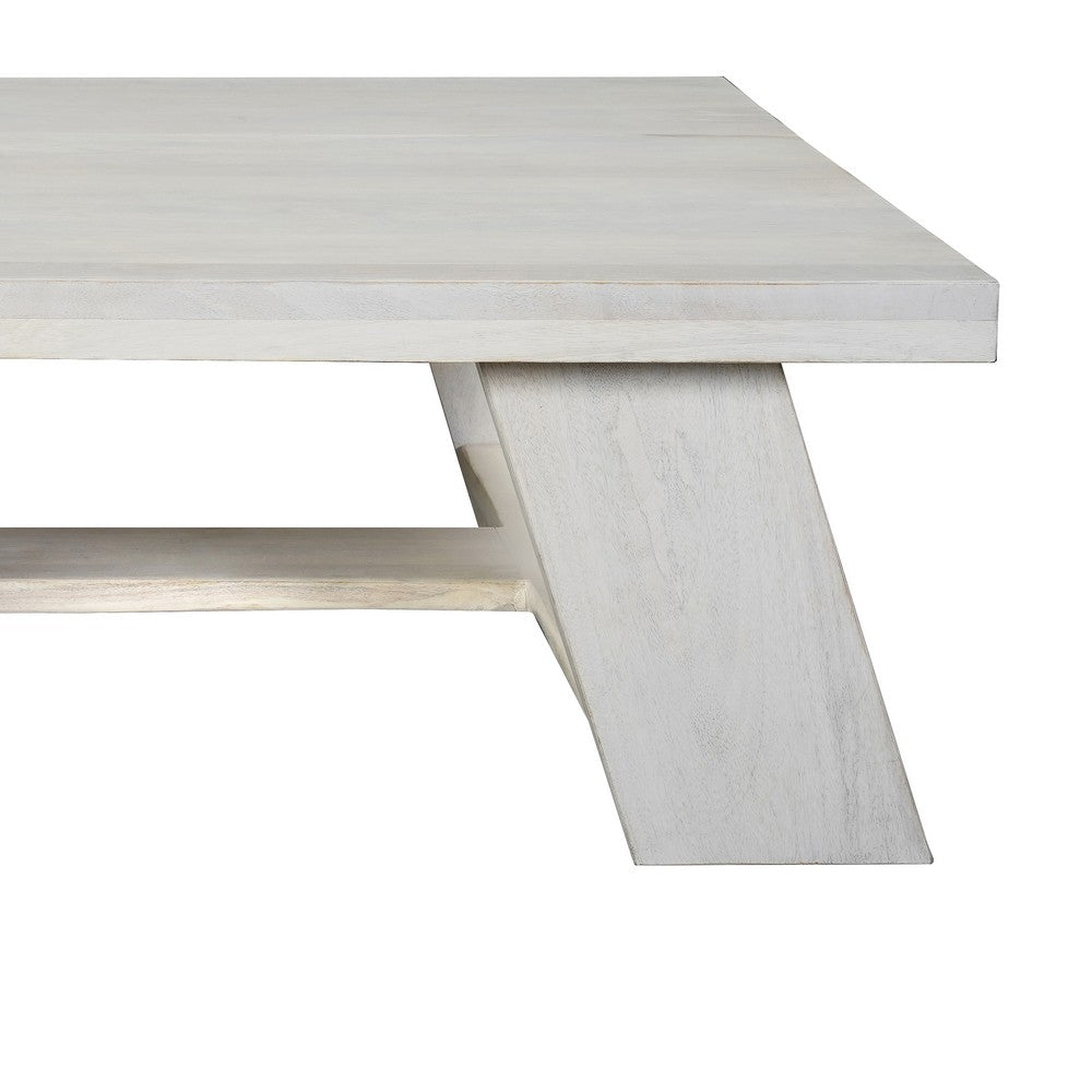 Aya 40" Square Coffee Table | Biscotti White Mango Wood | Bold Angled Legs - UPT-332349