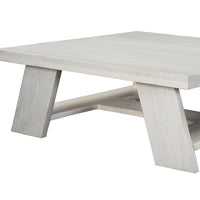 Aya 40" Square Coffee Table | Biscotti White Mango Wood | Bold Angled Legs - UPT-332349