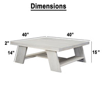 Aya 40" Square Coffee Table | Biscotti White Mango Wood | Bold Angled Legs - UPT-332349