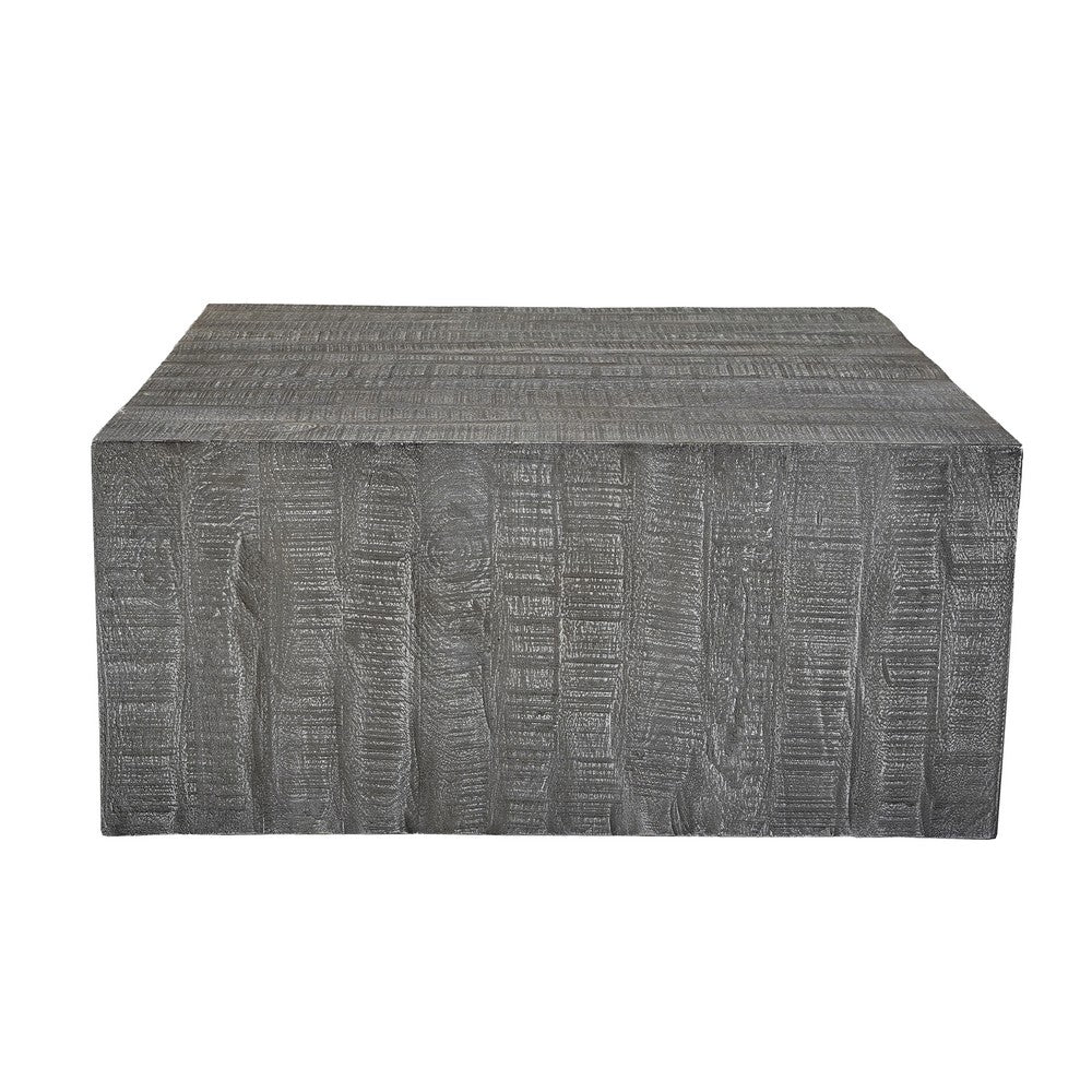 Rydan Coffee Table | 33 Inch Square Block Top | Sandblasted Gray Mango Wood  - UPT-332351