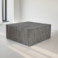 Rydan Coffee Table | 33 Inch Square Block Top | Sandblasted Gray Mango Wood  - UPT-332351