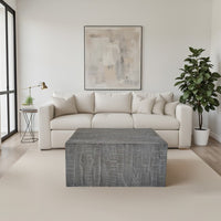 Rydan Coffee Table | 33 Inch Square Block Top | Sandblasted Gray Mango Wood  - UPT-332351