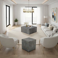 Rydan Coffee Table | 33 Inch Square Block Top | Sandblasted Gray Mango Wood  - UPT-332351