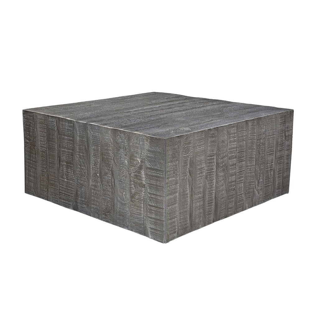 Rydan Coffee Table | 33 Inch Square Block Top | Sandblasted Gray Mango Wood  - UPT-332351