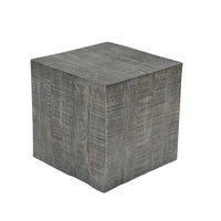 Rydan Side End Table | 19 Inch Square Block Top | Sandblasted Gray Mango Wood - UPT-332352
