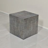Rydan Side End Table | 19 Inch Square Block Top | Sandblasted Gray Mango Wood - UPT-332352