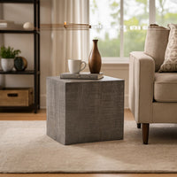 Rydan Side End Table | 19 Inch Square Block Top | Sandblasted Gray Mango Wood - UPT-332352