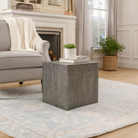 Rydan Side End Table | 19 Inch Square Block Top | Sandblasted Gray Mango Wood - UPT-332352