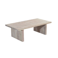 Nira Coffee Table | 48 Inch Rectangular Top | Handcrafted Washed White Acacia Wood | Panel Leg Base - UPT-332353