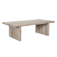 Nira Coffee Table | 48 Inch Rectangular Top | Handcrafted Washed White Acacia Wood | Panel Leg Base - UPT-332353