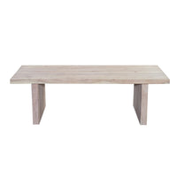 Nira Coffee Table | 48 Inch Rectangular Top | Handcrafted Washed White Acacia Wood | Panel Leg Base - UPT-332353