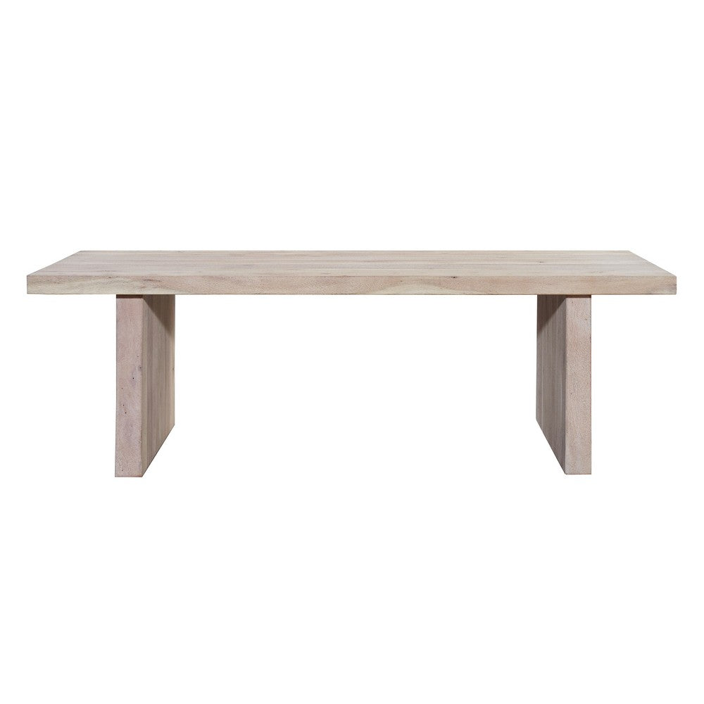 Nira Coffee Table | 48 Inch Rectangular Top | Handcrafted Washed White Acacia Wood | Panel Leg Base - UPT-332353