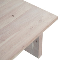 Nira Coffee Table | 48 Inch Rectangular Top | Handcrafted Washed White Acacia Wood | Panel Leg Base - UPT-332353