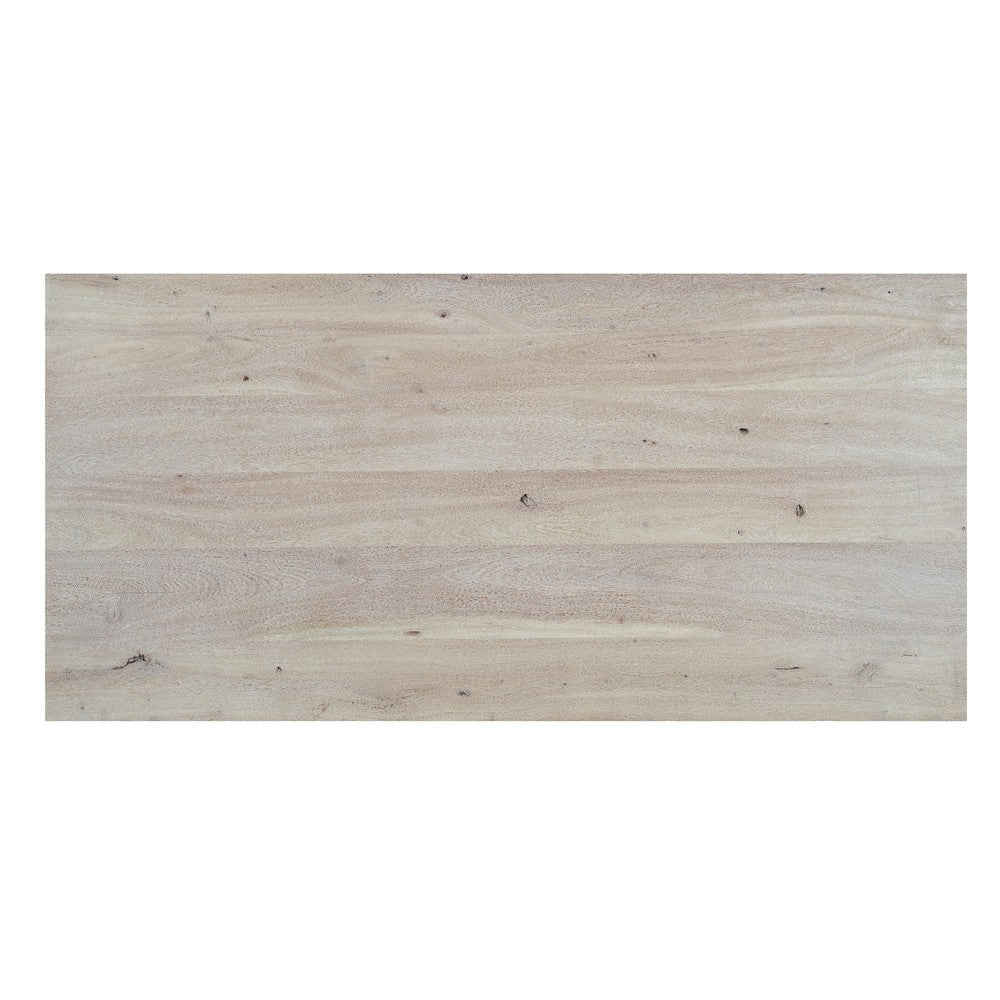 Nira Coffee Table | 48 Inch Rectangular Top | Handcrafted Washed White Acacia Wood | Panel Leg Base - UPT-332353