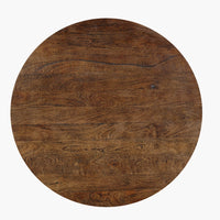 Arthur Coffee Table | 35.5" Round Top | Drum Shaped Sandblasted Walnut Brown Mango Wood - UPT-332354