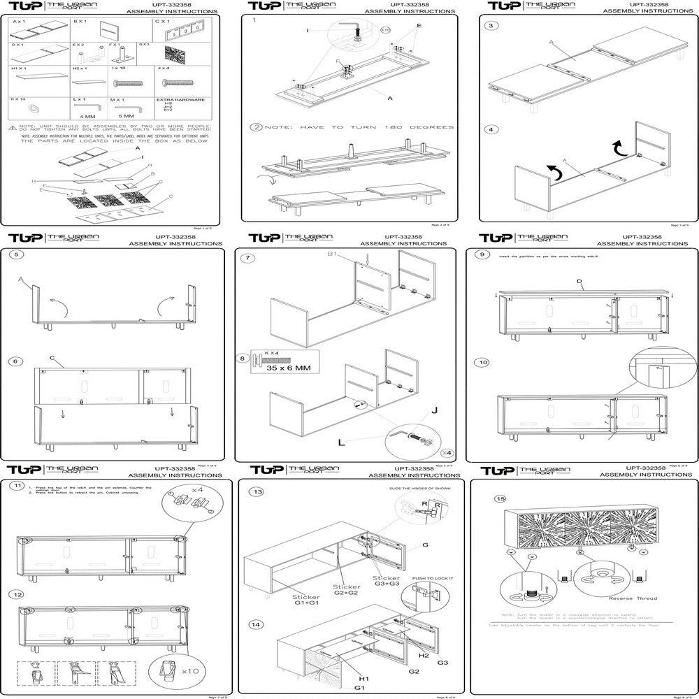 64 Inch Cosmo TV Stand Console, 3-Door Cabinet, Dark Walnut Brown & Black Mango Wood - UPT-332358