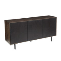 64 Inch Cosmo TV Stand Console, 3-Door Cabinet, Dark Walnut Brown & Black Mango Wood - UPT-332358