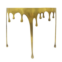 Capri Sofa Console Table | 36.25" Half Moon Glass Top | Melting Drip Design | Aluminum Cast | Antique Gold -  UPT-332447
