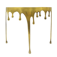 Capri Sofa Console Table | 36.25" Half Moon Glass Top | Melting Drip Design | Aluminum Cast | Antique Gold -  UPT-332447