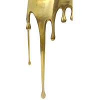 Capri Sofa Console Table | 36.25" Half Moon Glass Top | Melting Drip Design | Aluminum Cast | Antique Gold -  UPT-332447
