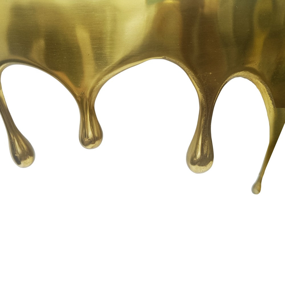 Capri Sofa Console Table | 36.25" Half Moon Glass Top | Melting Drip Design | Aluminum Cast | Antique Gold -  UPT-332447