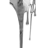 Capri Sofa Console Table | 36.25" Half Moon Glass Top | Melting Drip Design | Aluminum Cast | Silver - UPT-332448