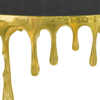 Capri Coffee Table | 36 Inch Round Glass Top | Melting Drip Design | Antique Gold - UPT-332449