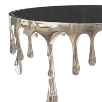 Capri Coffee Table | 36 Inch Round Glass Top | Melting Drip Design  | Nickel Silver - UPT-332450