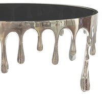 Capri Coffee Table | 36 Inch Round Glass Top | Melting Drip Design  | Nickel Silver - UPT-332450