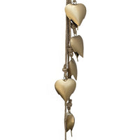 Zema 6 Heart Shape Iron Bells on 35 Inch Jute Hanging Rope, Antique Gold Wall Decor - UPT-332560