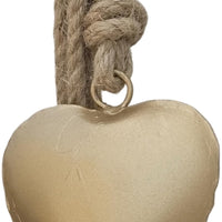 Zema 6 Heart Shape Iron Bells on 35 Inch Jute Hanging Rope, Antique Gold Wall Decor - UPT-332560
