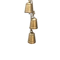 Zema Rustic Iron Hanging Bells Wall Decor, Cylindrical Cowbell on 28 Inch Jute Rope, Antique Gold - UPT-332561