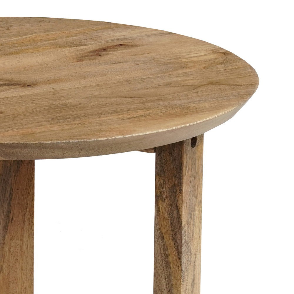 Nina 18.5" Round Handcrafted Side End Table | Natural Brown Mango Wood - UPT-333316