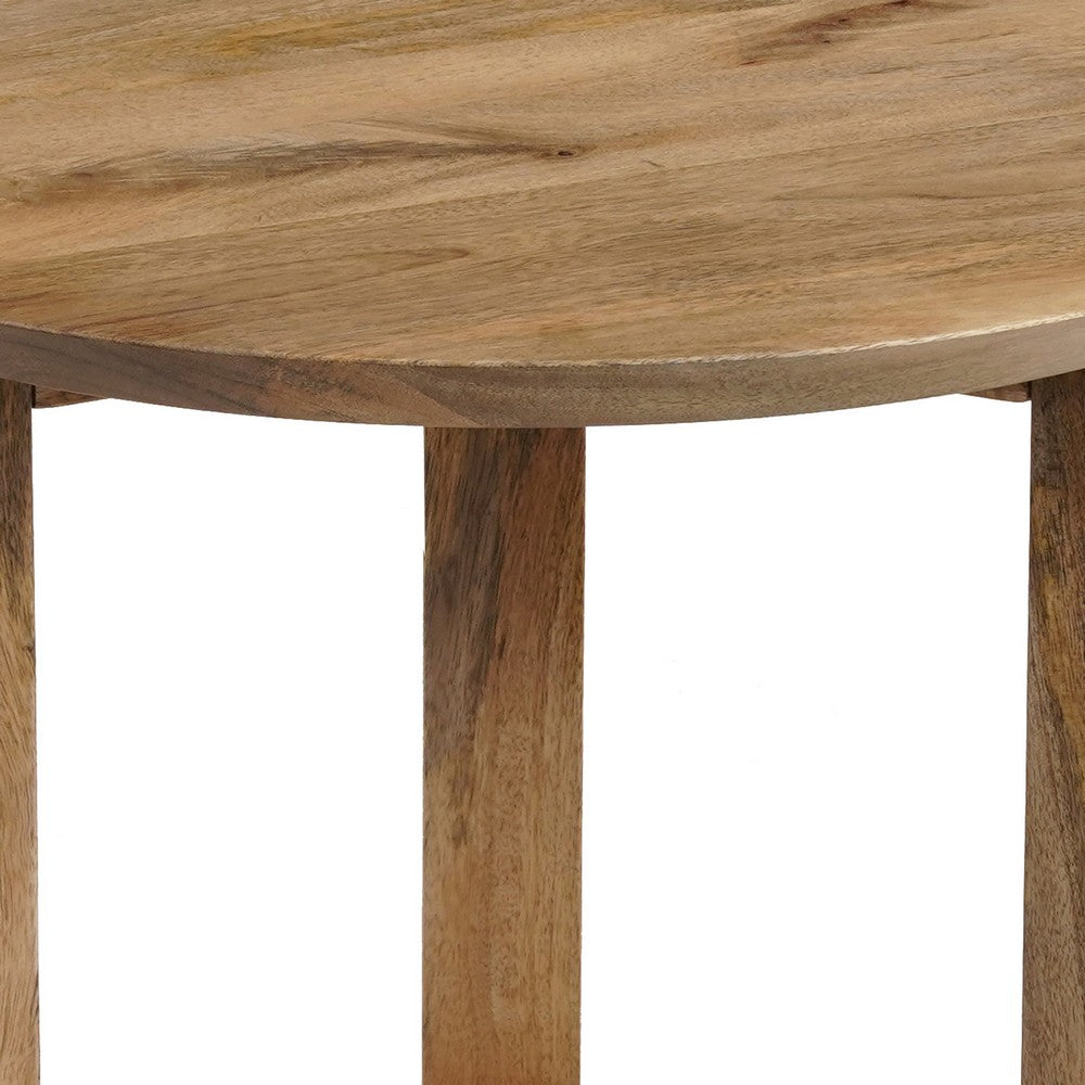 Nina 18.5" Round Handcrafted Side End Table | Natural Brown Mango Wood - UPT-333316