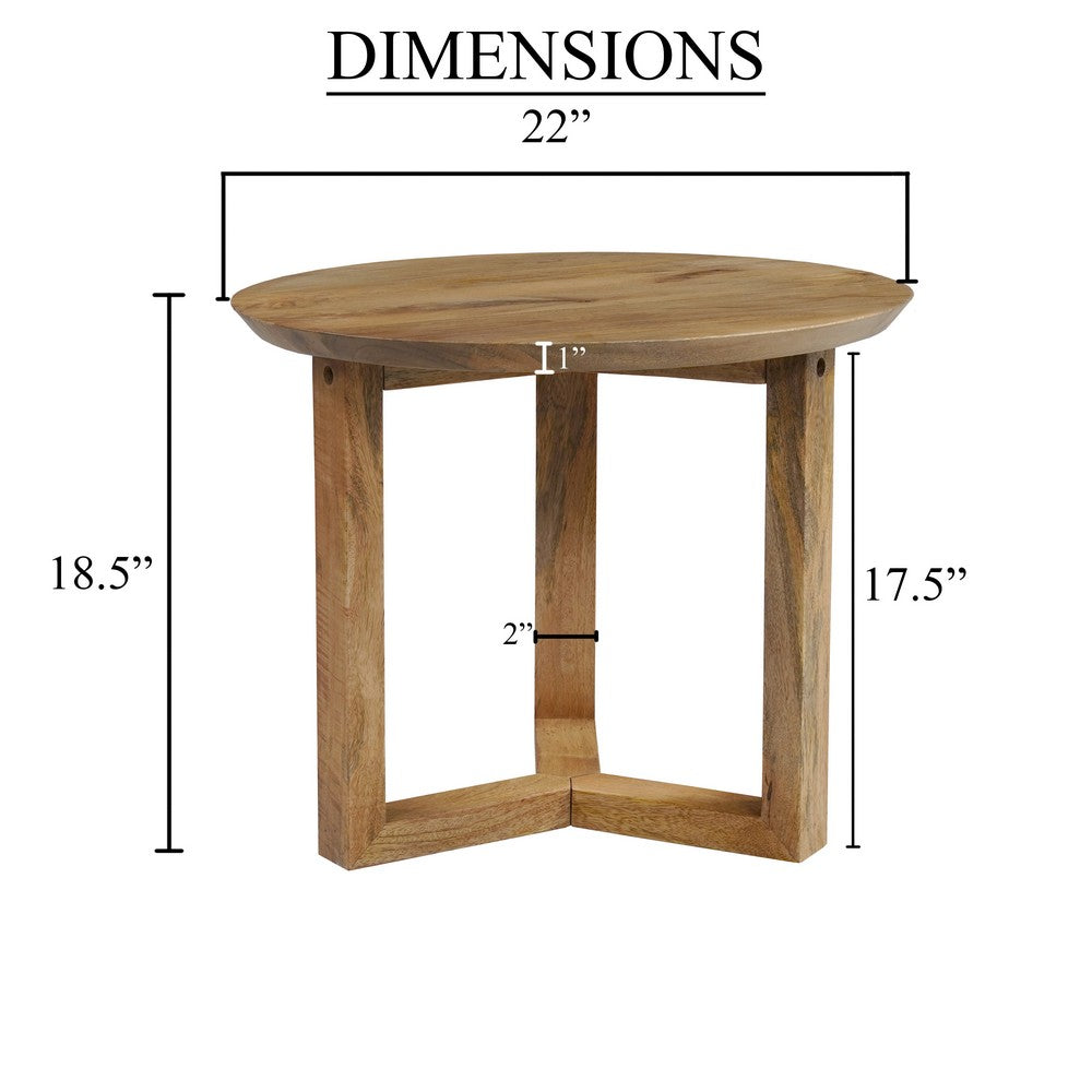 Nina 18.5" Round Handcrafted Side End Table | Natural Brown Mango Wood - UPT-333316