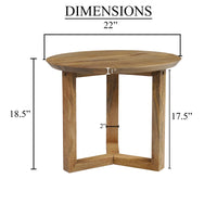 Nina 18.5" Round Handcrafted Side End Table | Natural Brown Mango Wood - UPT-333316