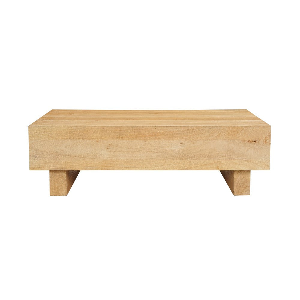Elias Coffee Table | 42" Rectangular Top | Sandblasted Natural Brown Mango Wood | Wood Sustainably Harvested - UPT-333317