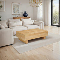 Elias Coffee Table | 42" Rectangular Top | Sandblasted Natural Brown Mango Wood | Wood Sustainably Harvested - UPT-333317