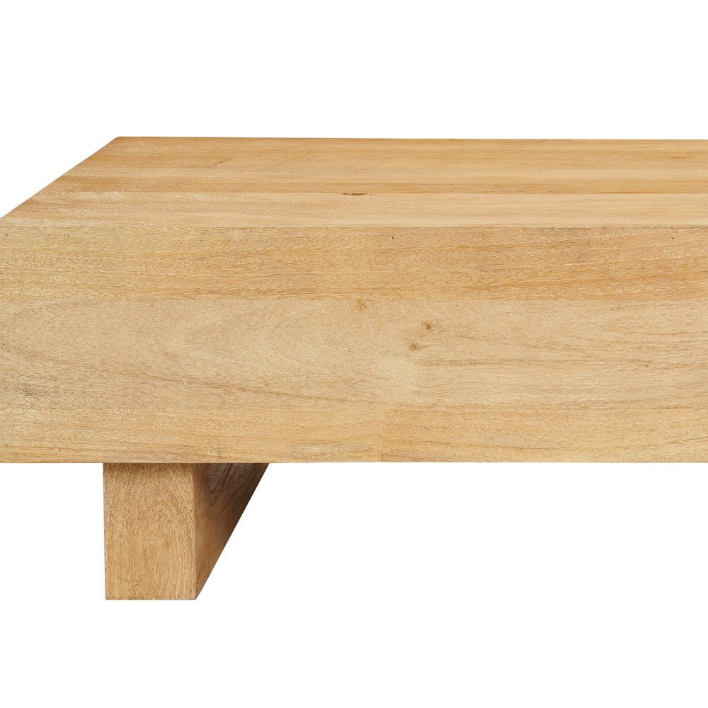 Elias Coffee Table | 42" Rectangular Top | Sandblasted Natural Brown Mango Wood | Wood Sustainably Harvested - UPT-333317