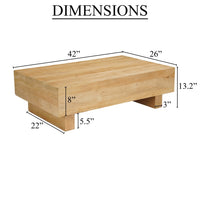 Elias Coffee Table | 42" Rectangular Top | Sandblasted Natural Brown Mango Wood | Wood Sustainably Harvested - UPT-333317