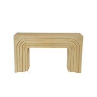 Kesna Console Sofa Table, 53 Inch Sculpted Arch, Light Beige Mango Wood - UPT-336134