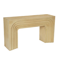 Kesna Console Sofa Table, 53 Inch Sculpted Arch, Light Beige Mango Wood - UPT-336134