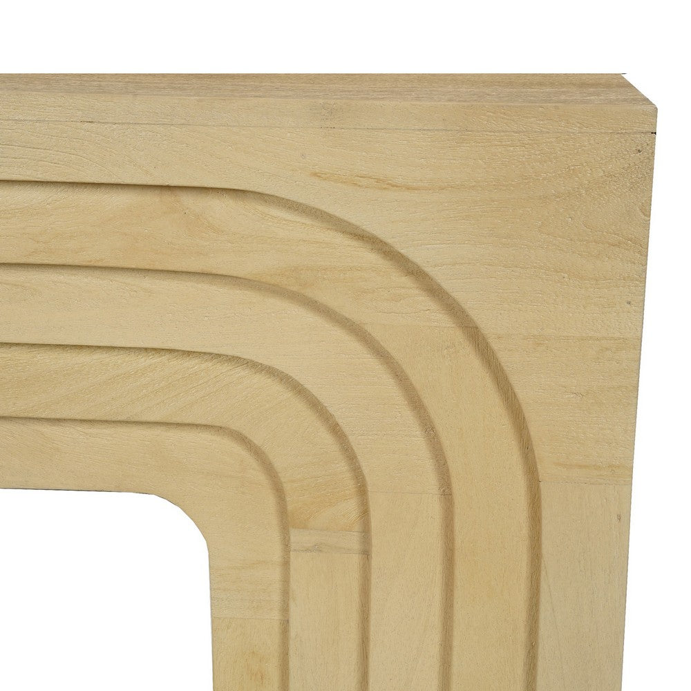 Kesna Console Sofa Table, 53 Inch Sculpted Arch, Light Beige Mango Wood - UPT-336134