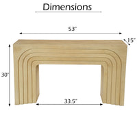 Kesna Console Sofa Table, 53 Inch Sculpted Arch, Light Beige Mango Wood - UPT-336134